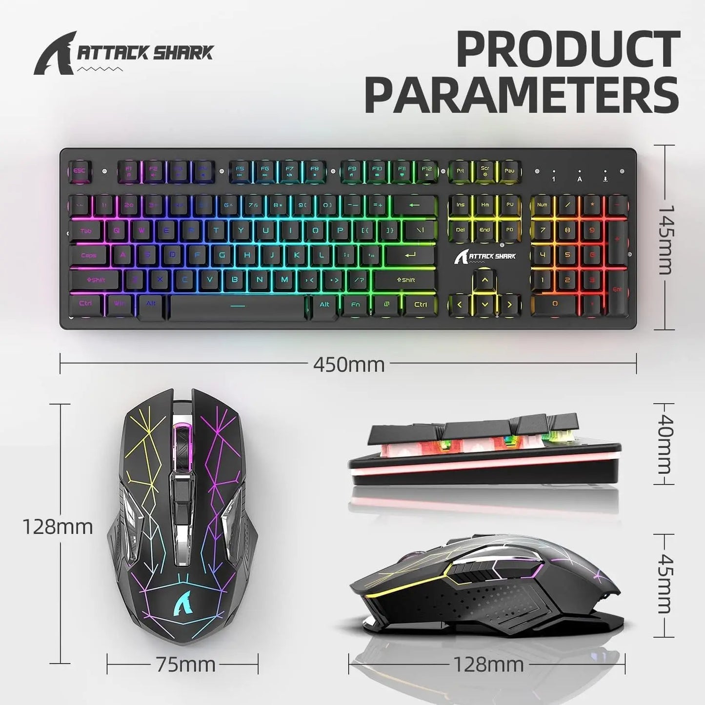 T3 Wireless Gaming Keyboard & Mouse Combo,Full Size RGB Chroma Backlit,Rechargeable 4200mAh USB/Type-C Dual Receiver Silent Mice