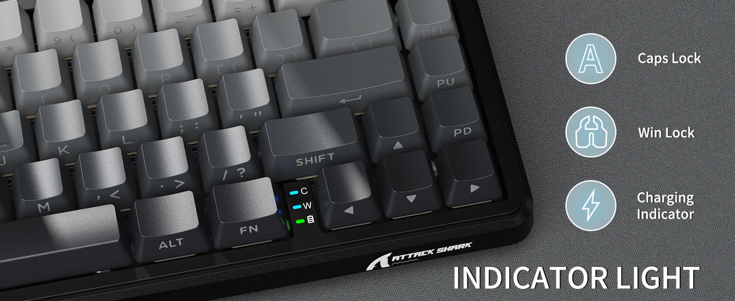 ATTACK SHARK X66 Wireless Mechanical Keyboard with Side Printed PBT Keycaps BT & 2.4G Wireless & Type -C Wired Hot-swap 16 Milli