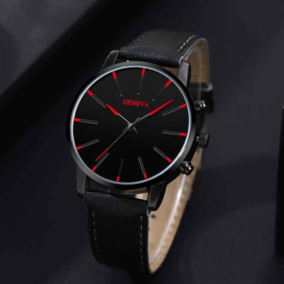 2PCS Men's Watches, Mens Quartz Business Watch Analog PU Leather Watch - Perfect Gift for Any Occasion, Men Gift