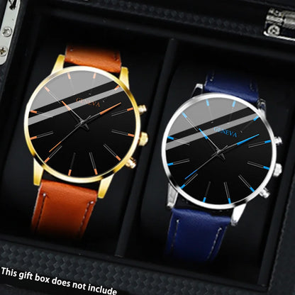 2PCS Men's Watches, Mens Quartz Business Watch Analog PU Leather Watch - Perfect Gift for Any Occasion, Men Gift