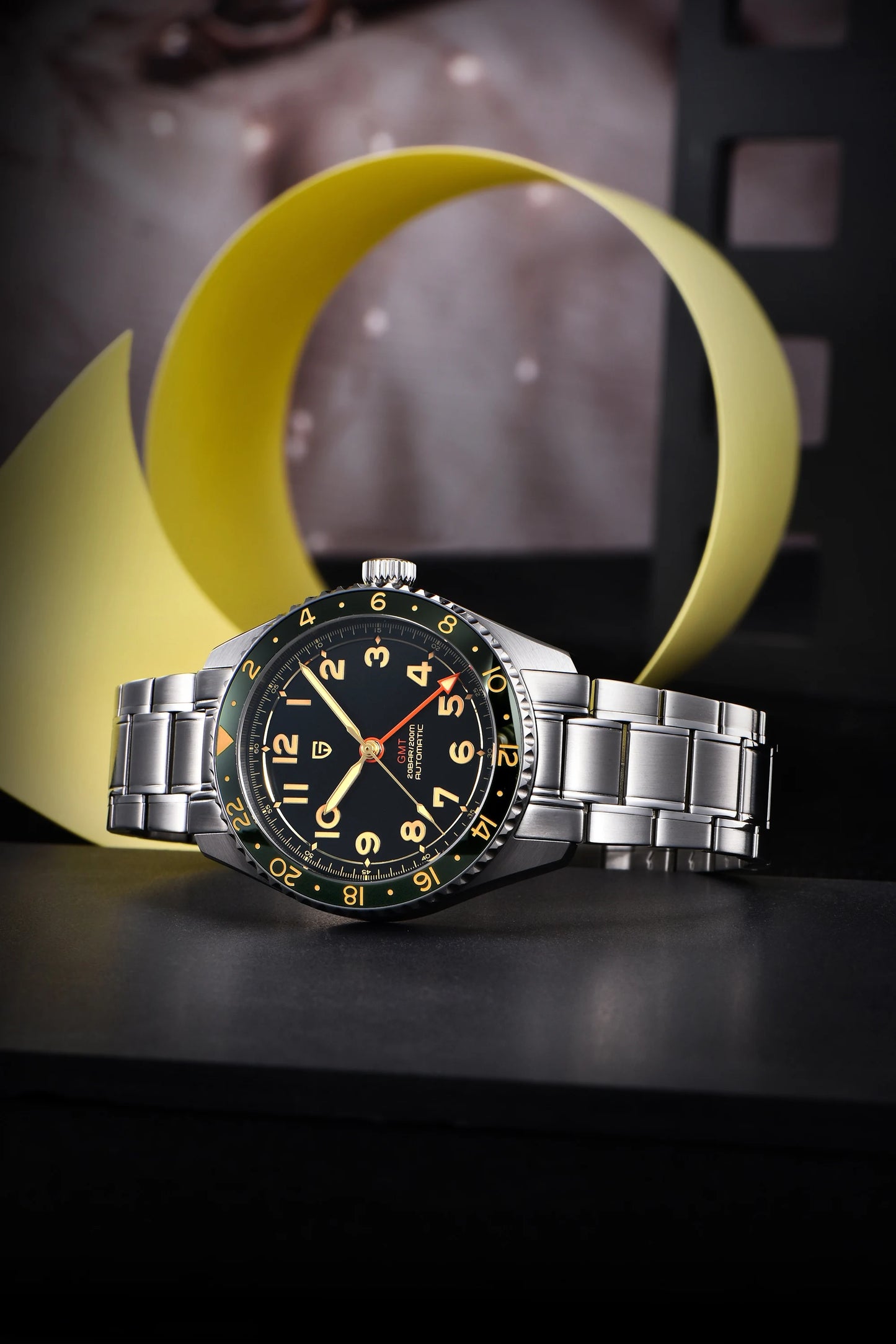 (Local delivery)PAGANI DESIGN New DG5833 GMT Men's Automatic Mechanical Watch Stainless Steel Sapphire 20Bar C3 reloj hombre