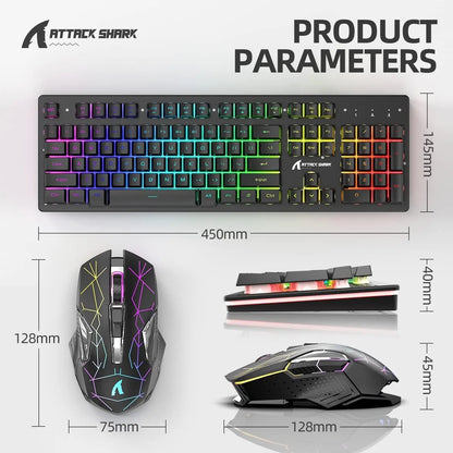 T3 Wireless Gaming Keyboard & Mouse Combo,Full Size RGB Chroma Backlit,Rechargeable 4200mAh USB/Type-C Dual Receiver Silent Mice