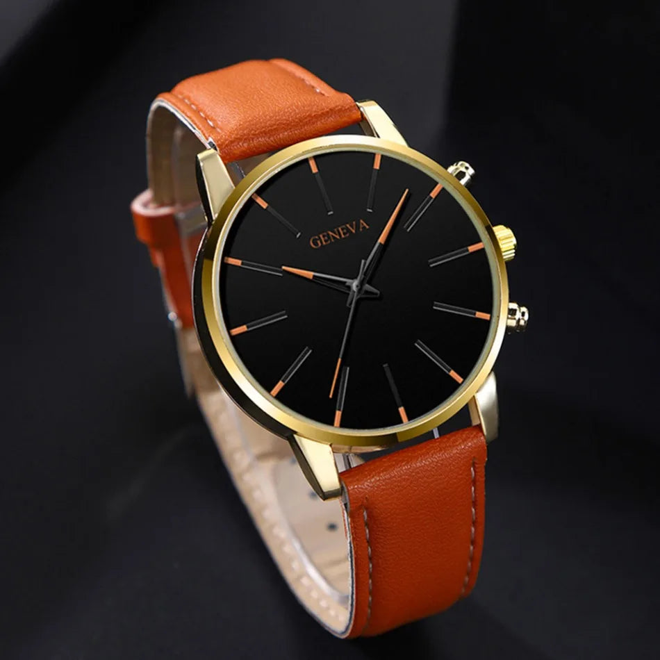 2PCS Men's Watches, Mens Quartz Business Watch Analog PU Leather Watch - Perfect Gift for Any Occasion, Men Gift