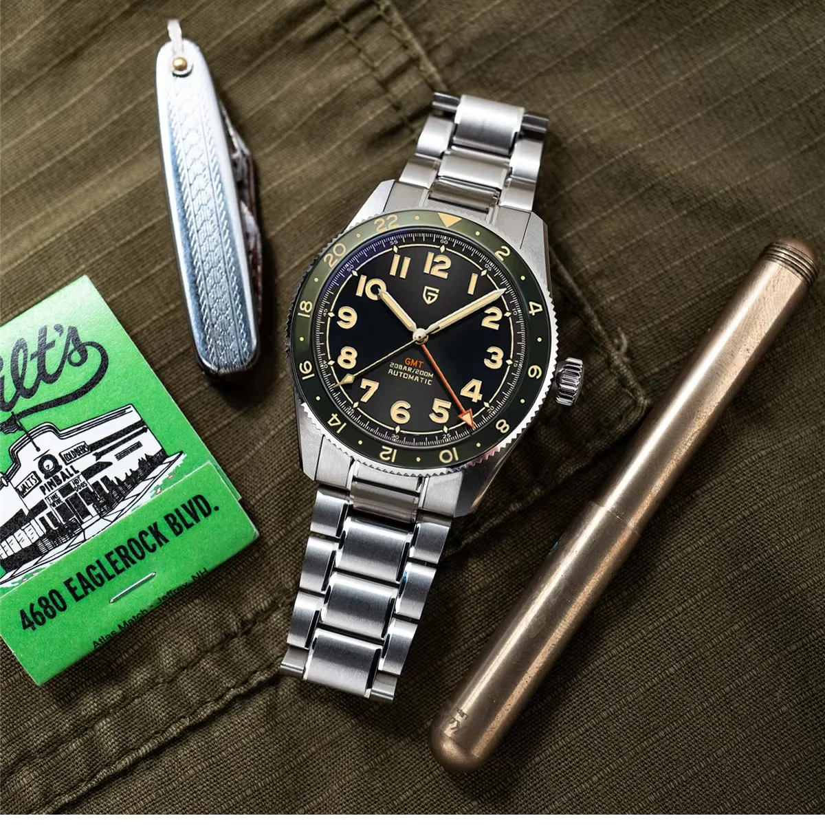 (Local delivery)PAGANI DESIGN New DG5833 GMT Men's Automatic Mechanical Watch Stainless Steel Sapphire 20Bar C3 reloj hombre