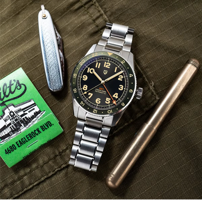 (Local delivery)PAGANI DESIGN New DG5833 GMT Men's Automatic Mechanical Watch Stainless Steel Sapphire 20Bar C3 reloj hombre