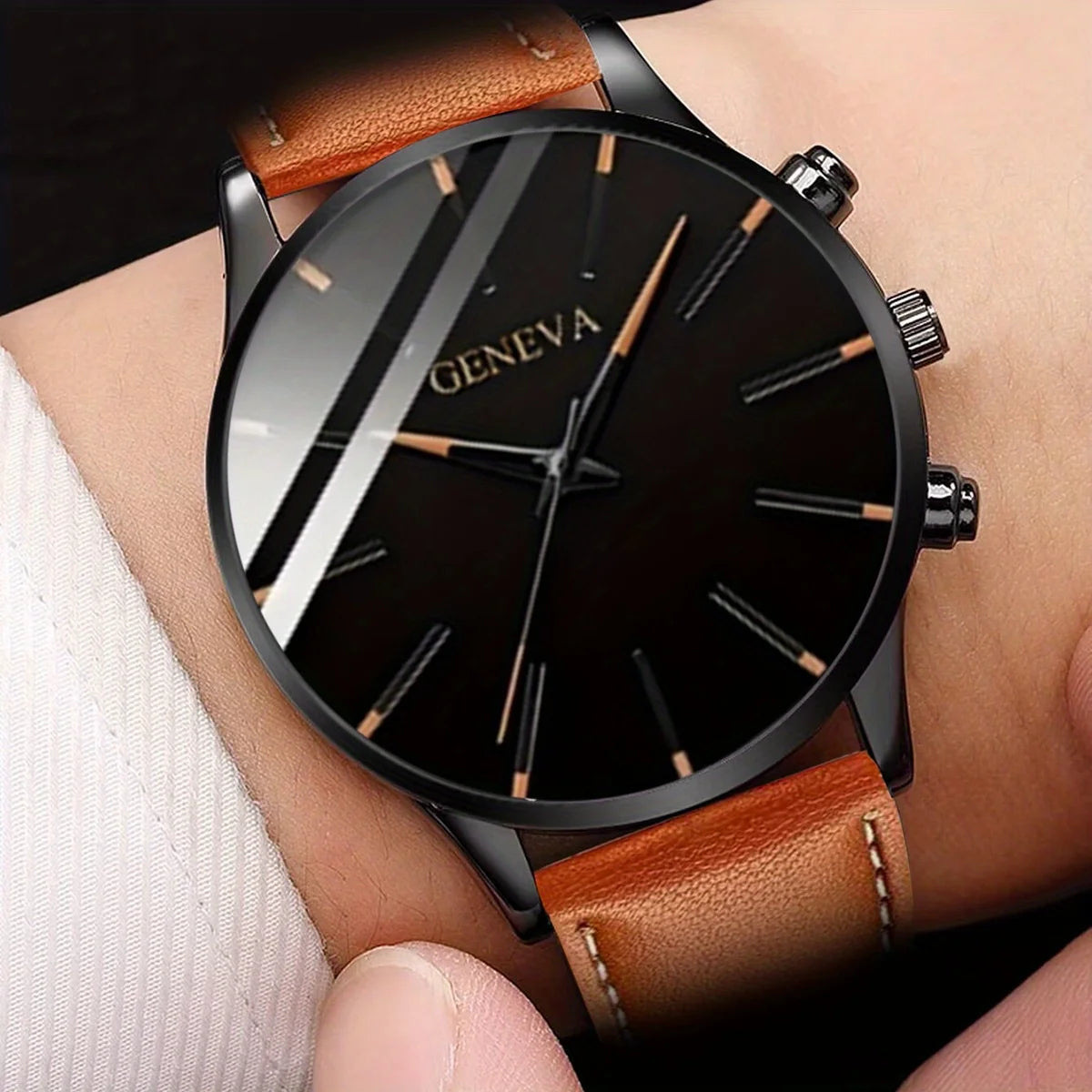 2PCS Men's Watches, Mens Quartz Business Watch Analog PU Leather Watch - Perfect Gift for Any Occasion, Men Gift