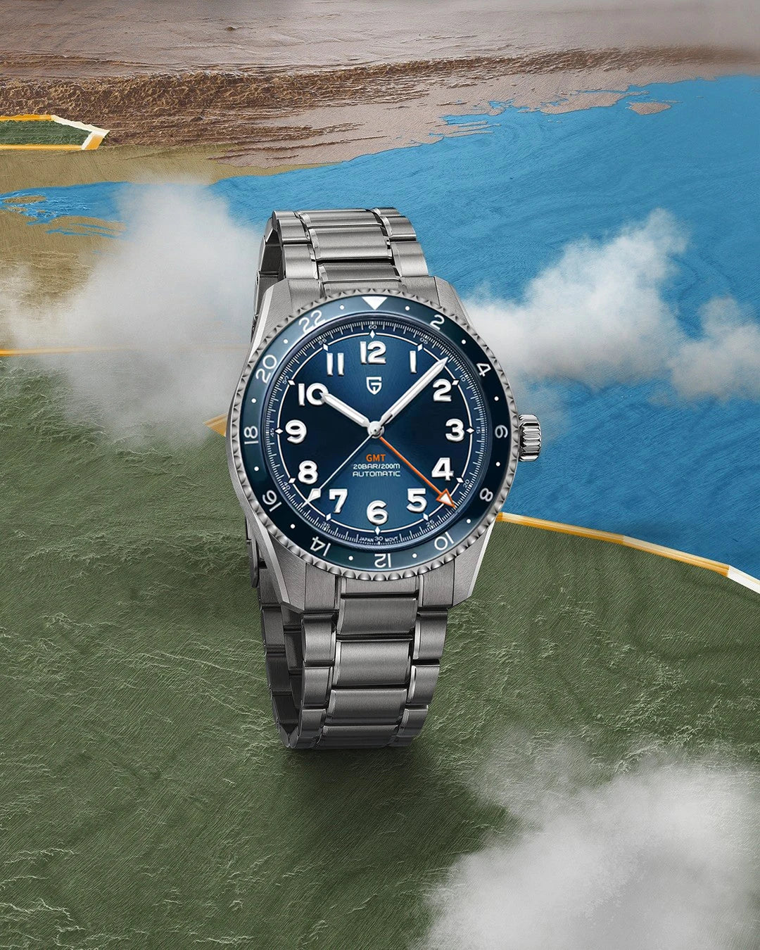 (Local delivery)PAGANI DESIGN New DG5833 GMT Men's Automatic Mechanical Watch Stainless Steel Sapphire 20Bar C3 reloj hombre