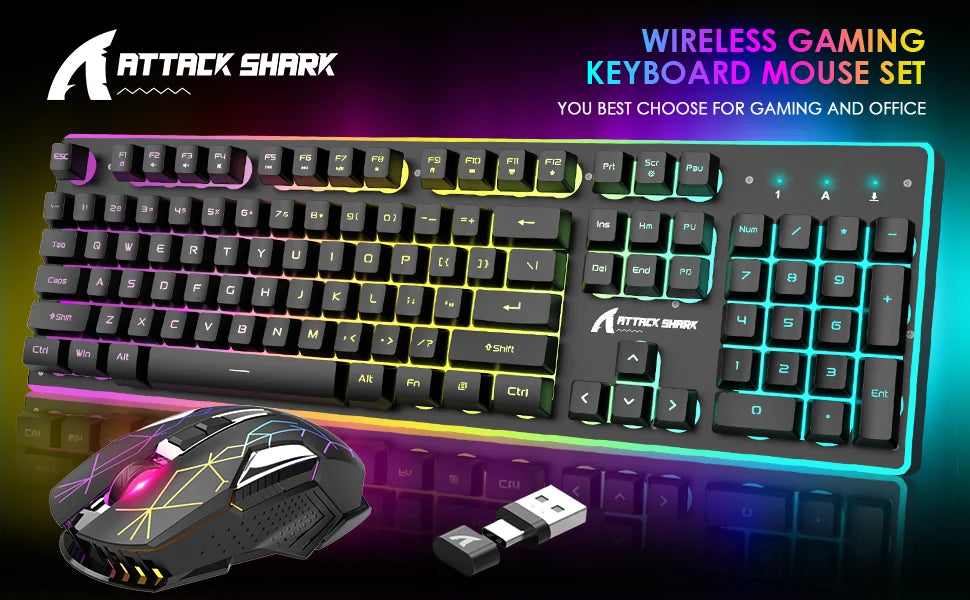 T3 Wireless Gaming Keyboard & Mouse Combo,Full Size RGB Chroma Backlit,Rechargeable 4200mAh USB/Type-C Dual Receiver Silent Mice