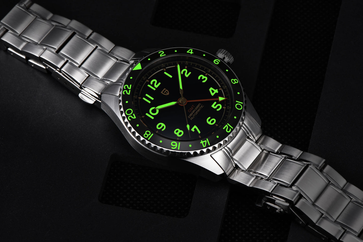 (Local delivery)PAGANI DESIGN New DG5833 GMT Men's Automatic Mechanical Watch Stainless Steel Sapphire 20Bar C3 reloj hombre