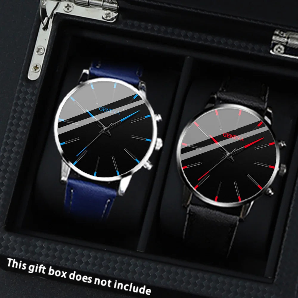 2PCS Men's Watches, Mens Quartz Business Watch Analog PU Leather Watch - Perfect Gift for Any Occasion, Men Gift