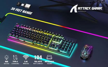 T3 Wireless Gaming Keyboard & Mouse Combo,Full Size RGB Chroma Backlit,Rechargeable 4200mAh USB/Type-C Dual Receiver Silent Mice