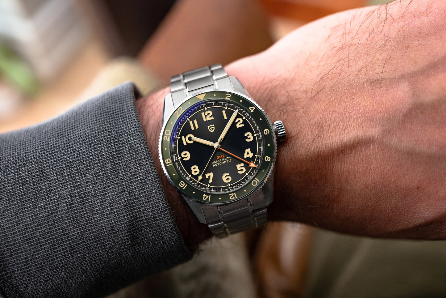 (Local delivery)PAGANI DESIGN New DG5833 GMT Men's Automatic Mechanical Watch Stainless Steel Sapphire 20Bar C3 reloj hombre