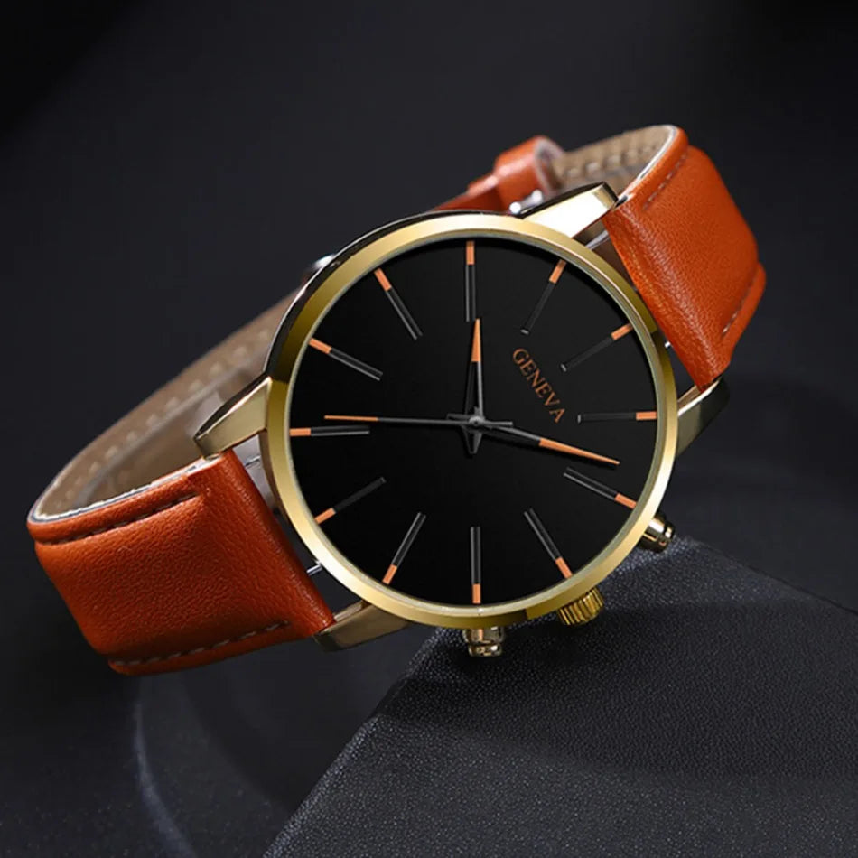 2PCS Men's Watches, Mens Quartz Business Watch Analog PU Leather Watch - Perfect Gift for Any Occasion, Men Gift