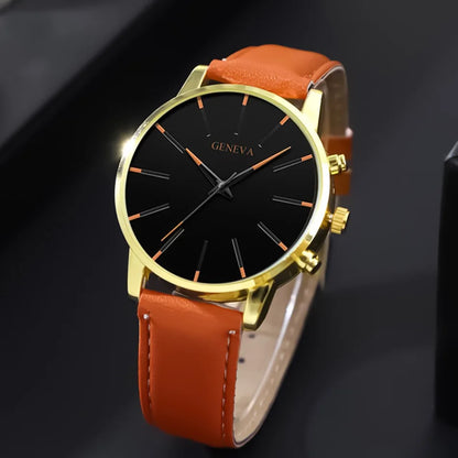 2PCS Men's Watches, Mens Quartz Business Watch Analog PU Leather Watch - Perfect Gift for Any Occasion, Men Gift