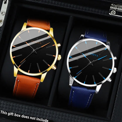2PCS Men's Watches, Mens Quartz Business Watch Analog PU Leather Watch - Perfect Gift for Any Occasion, Men Gift