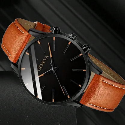 2PCS Men's Watches, Mens Quartz Business Watch Analog PU Leather Watch - Perfect Gift for Any Occasion, Men Gift