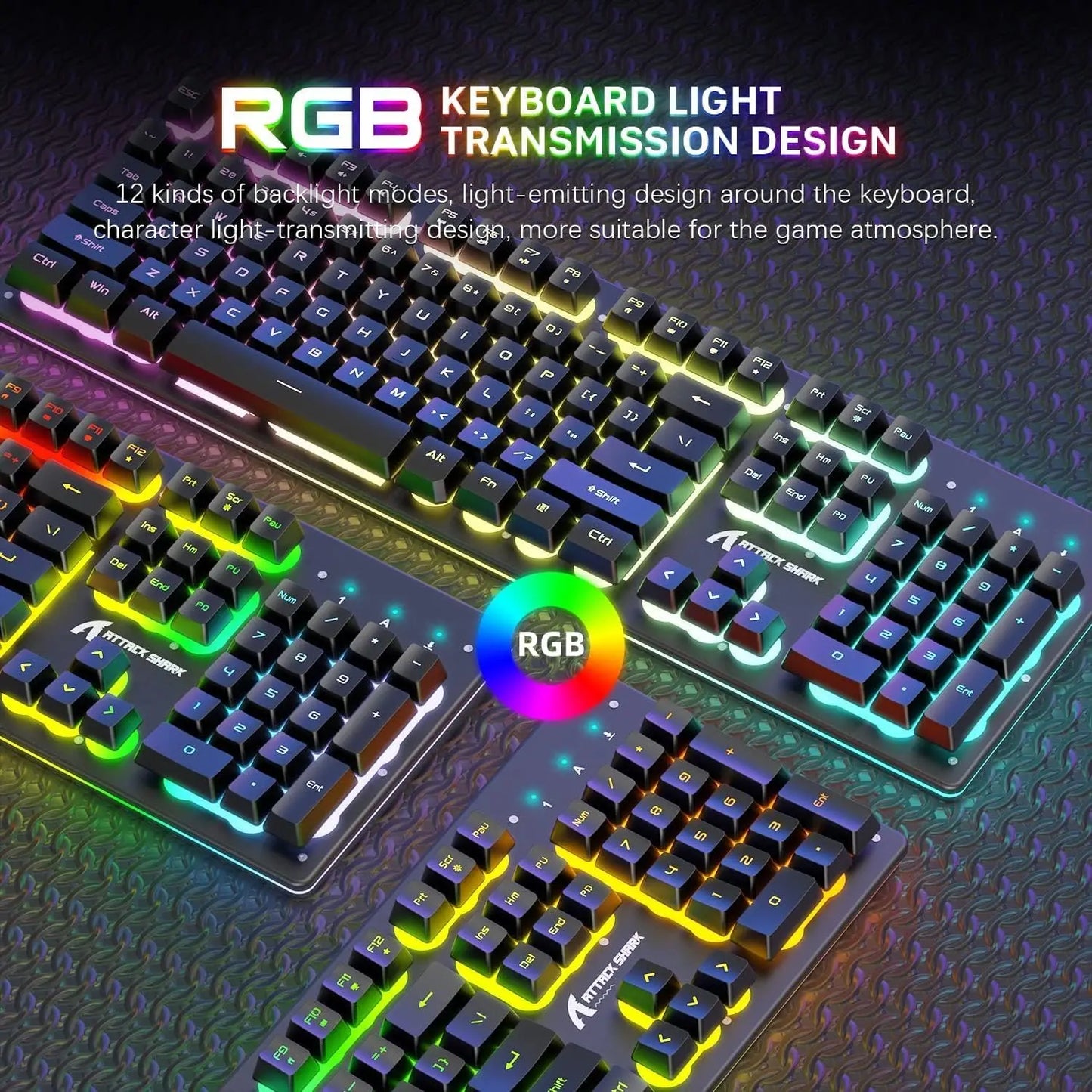 T3 Wireless Gaming Keyboard & Mouse Combo,Full Size RGB Chroma Backlit,Rechargeable 4200mAh USB/Type-C Dual Receiver Silent Mice
