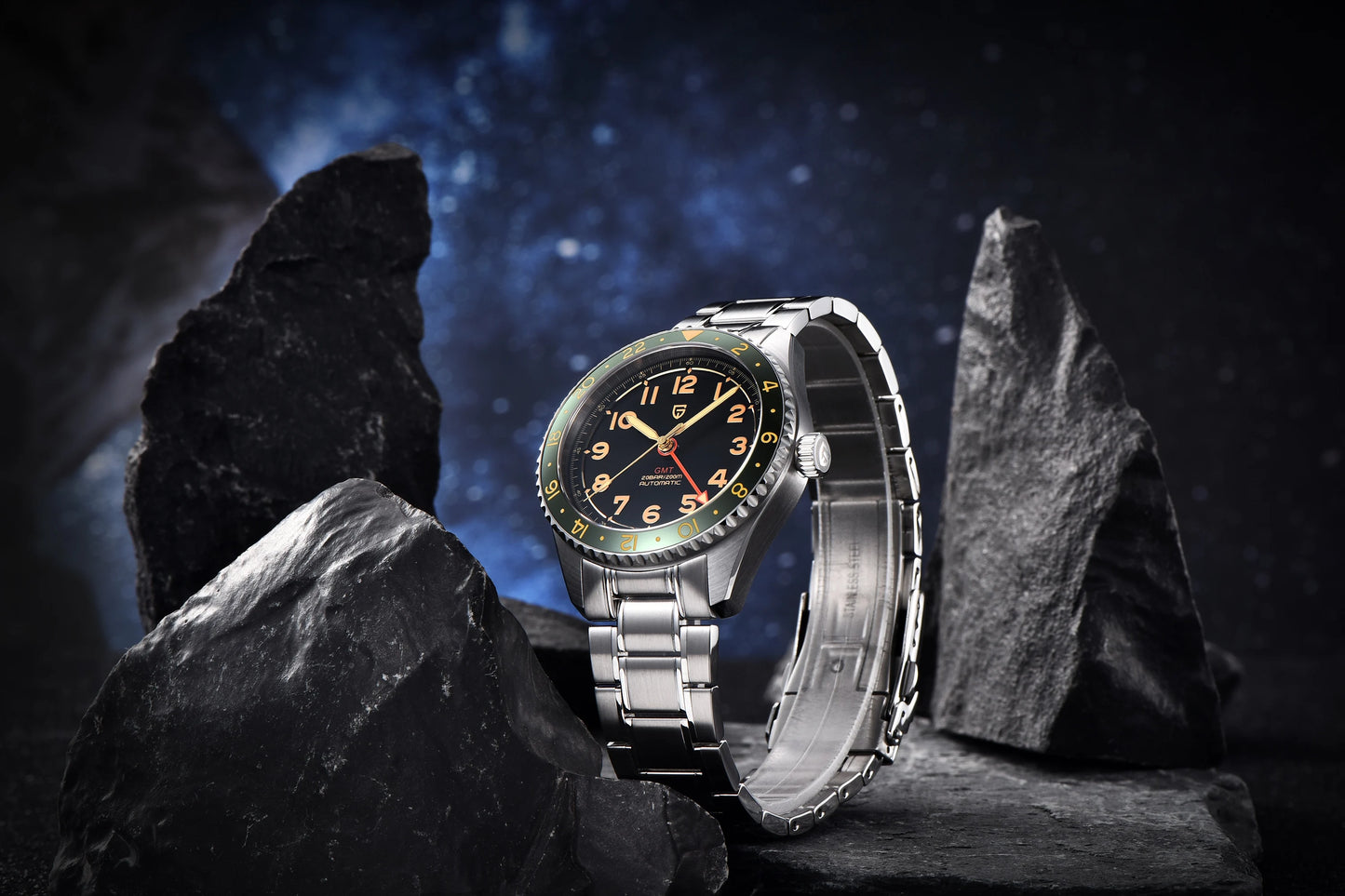 (Local delivery)PAGANI DESIGN New DG5833 GMT Men's Automatic Mechanical Watch Stainless Steel Sapphire 20Bar C3 reloj hombre